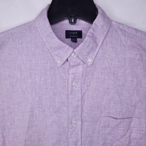 J Crew Shirt Mens Large Pink Cotton Linen Blend Slim Fit Long Sleeve - Picture 1 of 12